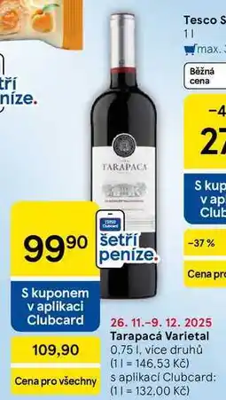 Tesco Tarapacá Varietal, 0.75 l, více druhů nabídka