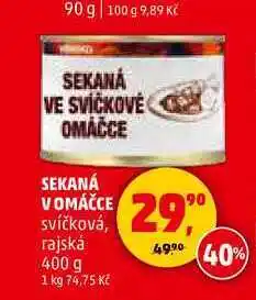 Penny Market SEKANÁ V OMÁČCE svíčková, 400 g nabídka