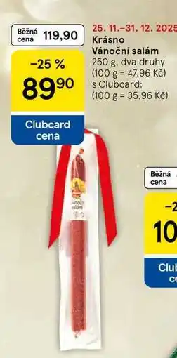 Tesco Krásno Vánoční salám, 250 g nabídka