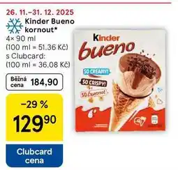 Tesco Kinder Bueno kornout, 4x 90 ml nabídka
