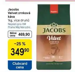 Tesco Jacobs Velvet zrnková káva, 1kg, více druhů nabídka