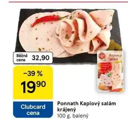 Tesco Ponnath Kapiový salám krájený, 100 g nabídka