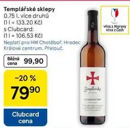Tesco Templářské sklepy, 0.75 I, více druhů nabídka