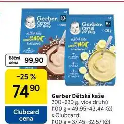 Tesco Gerber Dětská kaše, 200-230 g, více druhů nabídka