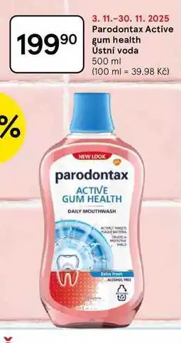 Tesco Parodontax Active gum health Ústní voda, 500 ml nabídka