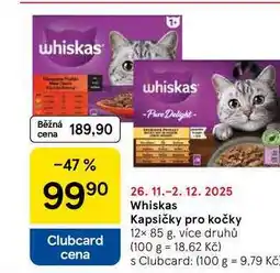 Tesco Whiskas Kapsičky pro kočky, 12× 85 g nabídka