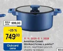 Tesco Ambition Cobalt Hliníkový hrnec s poklicí, 24 cm. nepřilnavý povrch. vhodný na indukci nabídka