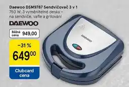 Tesco Daewoo DSM9787 Sendvičovač 3 v1, 750 W, 3 vyměnitelné desky - na sendviče, vafle a grilování nabídka
