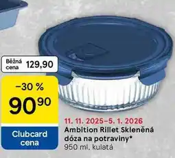 Tesco Ambition Rillet Skleněná dóza na potraviny, 950 ml. kulatá nabídka