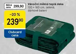 Tesco Vánoční měkká teplá deka, 130 x 160 cm, zelená. dárkové balení nabídka