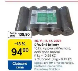 Tesco Dřevěné brikety 10 kg, vysoká výhřevnost. delší doba hoření nabídka