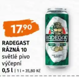 Terno Radegast rázná 10 světlé pivo výčepní nabídka