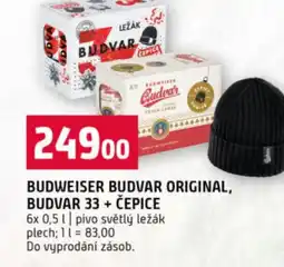 Terno Budweiser budvar original, budvar 33 + čepice nabídka