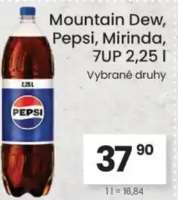 Kubík potraviny Mountain Dew, Pepsi, Mirinda, 7UP nabídka