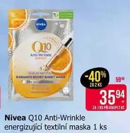 Teta Nivea Q10 Anti-Wrinkle energizující textilní maska 1 ks nabídka