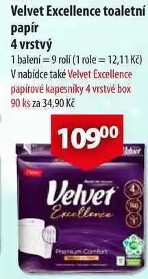 CBA Velvet Excellence toaletní papír 4 vrstvý, 9 rolí nabídka