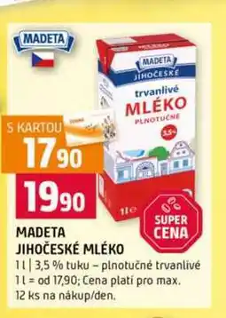 Terno MADETA JIHOČESKE MLÉKO 3,5 % tuku plnotučné trvanlivé 1l nabídka