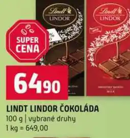 Terno LINDT LINDOR ČOKOLÁDA 100 g vybrané druhy nabídka