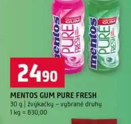 Terno MENTOS GUM PURE FRESH 30 g žvýkačky vybrané druhy nabídka