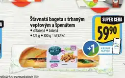 Albert Šťavnatá bageta s trhaným vepřovým a špenátem nabídka