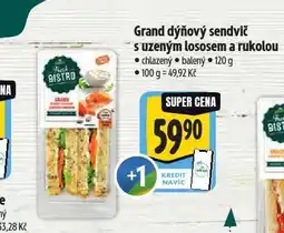 Albert Dýňový grand sendvič s uzeným lososem a rukolou nabídka