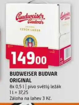 Terno BUDWEISER BUDVAR ORIGINAL 8x 0,5l pivo světlý ležák nabídka