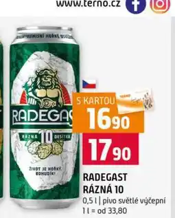 Terno RADEGAST RÁZNÁ 10 0,5l pivo světlé výčepní nabídka