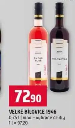 Terno VELKÉ BÍLOVICE 0,75l vino vybrané druhy nabídka