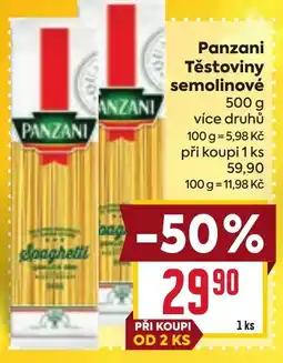 Billa Panzani Těstoviny semolinové nabídka