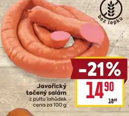 Billa Javořický točený salám nabídka