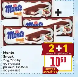Billa Monte Snack nabídka