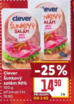 Billa Clever Šunkový salám 90% nabídka