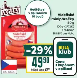 Billa Vídeňské minipárečky nabídka