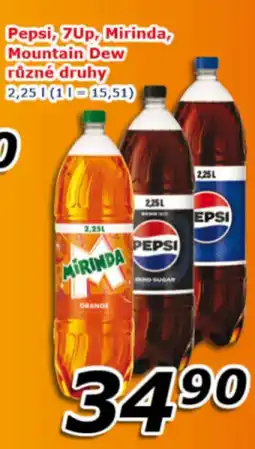 ESO MARKET Pepsi, 7up, mirinda, mountain dew různé druhy nabídka