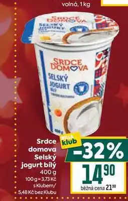 Billa Srdce domova Selský jogurt bílý 400 g nabídka