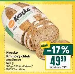 Billa Kvasko Kmínový chléb z naší pece 505 g nabídka