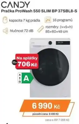 Expert CANDY Pračka ProWash 550 SLIM BP 37SBL8-S nabídka