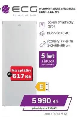 Expert ECG Monoklimatická chladnička ERM 11432 WE nabídka
