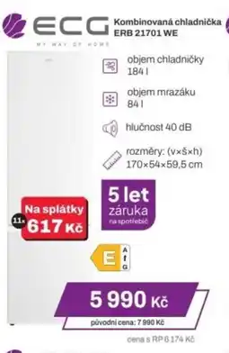 Expert ECG Kombinovaná chladnička ERB 21701 WE nabídka