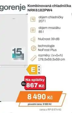 Expert Gorenje Kombinovaná chladnička NRK6182PW4 nabídka