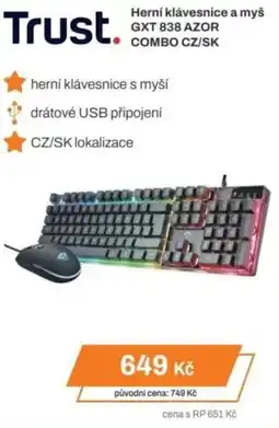 Expert Trust Herní klávesnice a myš GXT 838 AZOR COMBO CZ/SK nabídka