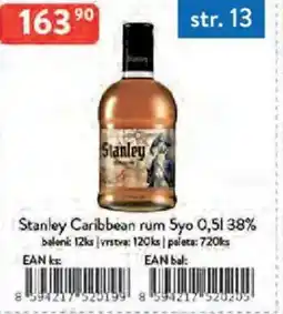 Qanto Stanley Caribbean rum 5yo 38% nabídka