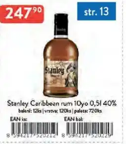 Qanto Stanley Caribbean rum 10yo 40% nabídka