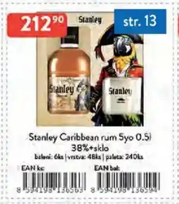 Qanto Stanley Caribbean rum 5yo 38%+sklo nabídka