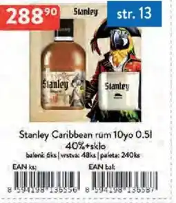Qanto Stanley Caribbean rum 10yo 40%+sklo nabídka