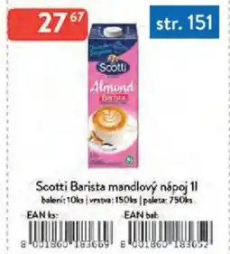 Qanto Scotti Barista mandlový nápoj nabídka