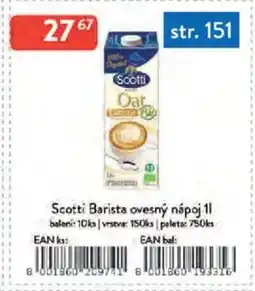 Qanto Scotti Barista ovesný nápoj nabídka