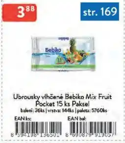 Qanto Ubrousky vlhčené Bebiko Mix Fruit Pocket 15 ks Paksel nabídka