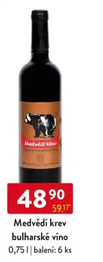 Qanto Medvědí krev bulharské víno nabídka