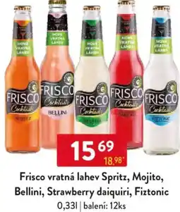 Qanto Frisco vratná lahev Spritz, Mojito, Bellini, Strawberry daiquiri, Fiztonic nabídka